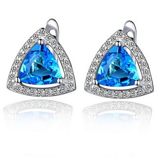 Gorgeous Silver Plated With Cubic Zirconia Triangle Womens Earrings(More Colors)
