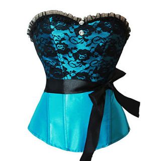 Womens Lace Crochet Bows Corset with G string