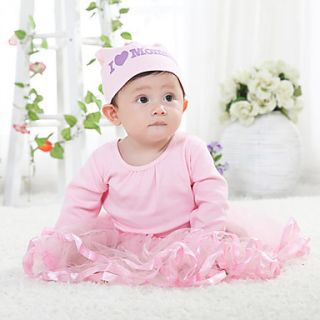 Doomagic Kids Sweet Solid Color Princess Baby Clothes Set(Pink)