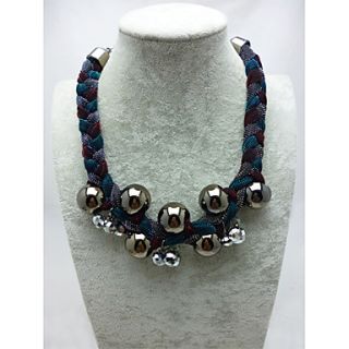 Womens Fashion Punk Knitted Thick Rope Metal Balls Necklace
