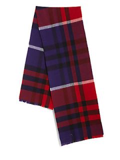 Burberry Wool Check Scarf   Red 