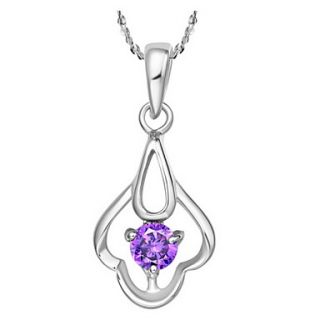 Vintage Water Drop Shape Womens Slivery Alloy Necklace(1 Pc)(Purple,White)