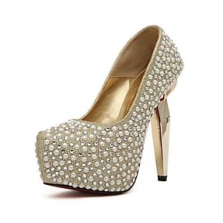 Sparkling Glitter Womens Wedding Stiletto Heel Pumps With Pearl Womens Party Shoes