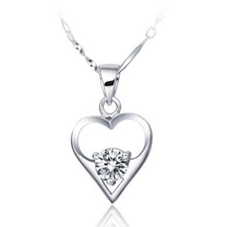 Graceful Heart Shape Womens Slivery Alloy Necklace(1 Pc)