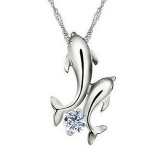 Elegant Dolphin Shape Womens Slivery Alloy Necklace(1 Pc)(Purple,White)