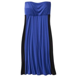 Pure Energy Womens Plus Size Strapless Maxi Dress   Blue/Black 1X