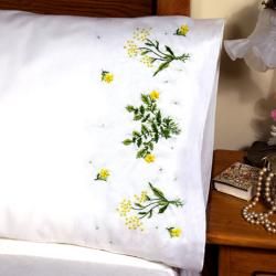Stamped Pillowcase Pair 20x30 For Embroidery buttercups