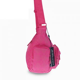 Outdoor Adjustable Belt Plaid Nylon Cross Body Bag   Pink