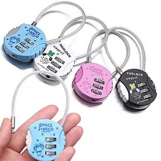 Mini Cartoon Round Coded Lock With Wire Cable(Random Color)