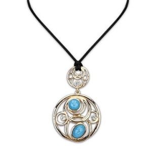 European Style(Circle) Alloy Resin Beaded Cutout Pendant Necklace (More Colors) (1 pc)