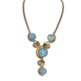 European Vintage Style (Circles) Plated Alloy Beaded Statement Necklace (More Color) (1 pc)