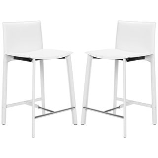 Safavieh Madison Ave 24 inch White Leather Counter Stools (set Of 2)