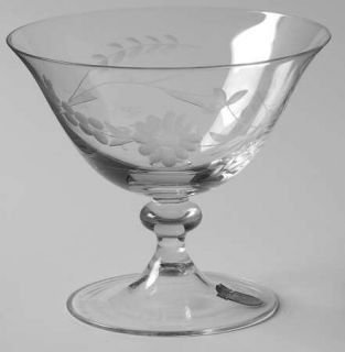 Franconia Fascination Champagne/Tall Sherbet   Floral Cutbowl, Ball Stem
