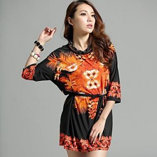 The New Spring and Summer Retro Pattern Ethnic Sleeve Dress(Tailoring Random)
