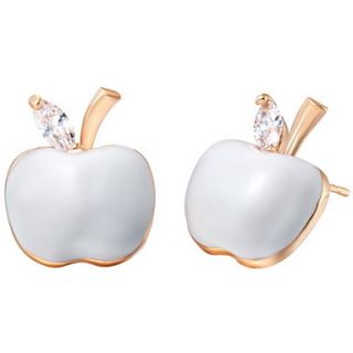 Sweet Silver And Gold Plated With Cubic Zircon White Apple Womens Earring(More Colors)