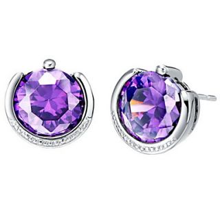 Gorgeous Silver Plated Silver With Cubic Zirconia Round Womens Earring(More Colors)