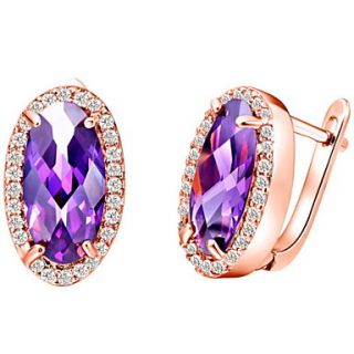 Charming Gold Plated Gold With Cubic Zirconia Oval Shape Womens Earring(More Colors)