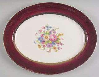 Salem Aristocrat Maroon 13 Oval Serving Platter, Fine China Dinnerware   Centur