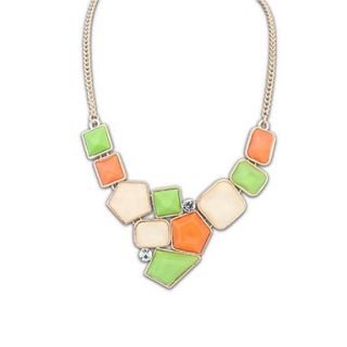 European Ruili Style (Geometry) Resin Rhinestone Chain Statement Necklace (More Colors) (1 pc)