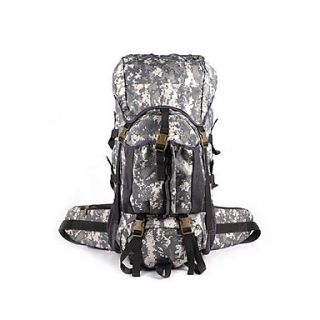 Outdoors Nylon Camouflage Color 60L Large Space Waterproof Wearproof Bearing System Camping Backpack