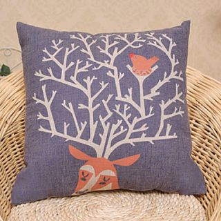 Cute Cartton Orange Elk Pattern Decorative Pillow With Insert