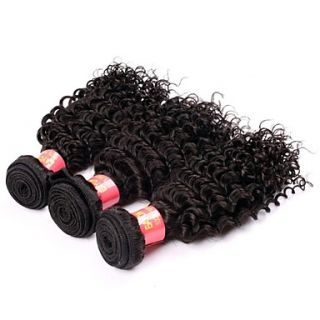 16 18 Inch Great 5A Brazilian Virgin Human Hair Nature Black Color Kinky Curly Hair Extensions