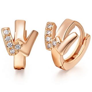 Special Silver And Gold Plated With Cubic Zirconia Letter W Womens Earring(More Colors)
