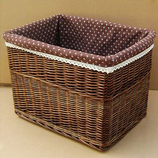 Large Size Country Side Coffee Liner Cuboid Handmade Wicker Storage Basket with Two Handles