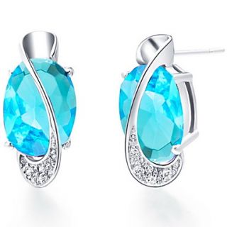 Gorgeous Silver Plated Silver With Blue Cubic Zirconia Letter S Womens Earring