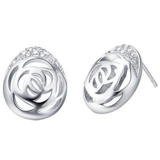 Elegant Silver Plated Silver With Cubic Zirconia Hollow Out Womens Earring