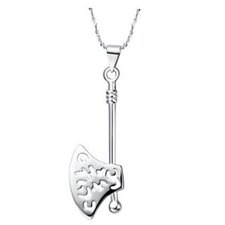 Vintage Axe Shape Womens Slivery Alloy Necklace(1 Pc)