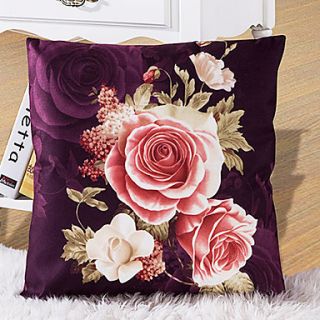 Graceful Rose Pattern Red Decorative Pillow With Insert
