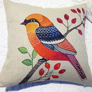 Country Red Leaves And Yellow Bird Pattern Decorative Pillow With Insert