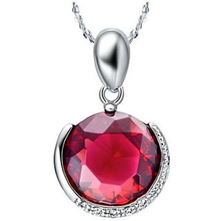 Vintage Round Shape Womens Slivery Alloy Necklace(1 Pc)(Purple,Red)