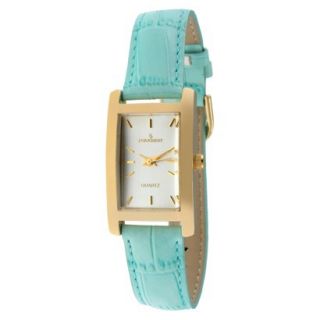 Peugeot Womens Leather Strap Watch   Gold/Turquoise