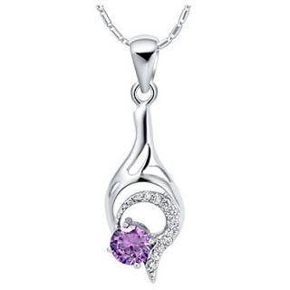 Vintage Water Drop Shape Silvery Alloy Womens Necklace(1 Pc)(Purple,White)