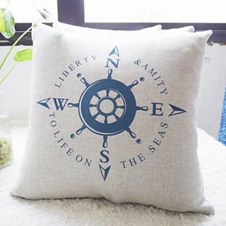 Modern Plainly White and Blue Compass Decorative Pillow Cover