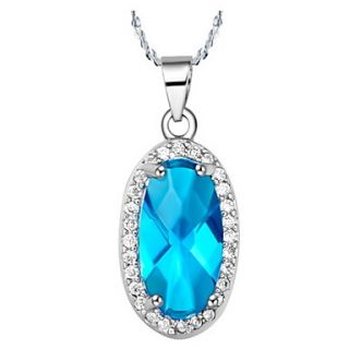 Elegant Blue Water Drop Shape Womens Slivery Alloy Necklace(1 Pc)