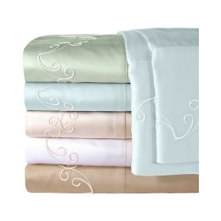 American Heritage 300tc Set of 2 Egyptian Cotton Sateen Embroidered Pillowcases,