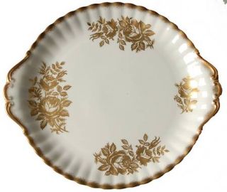 Royal Albert Golden Rose Handled Cake Plate, Fine China Dinnerware   Montrose Sh