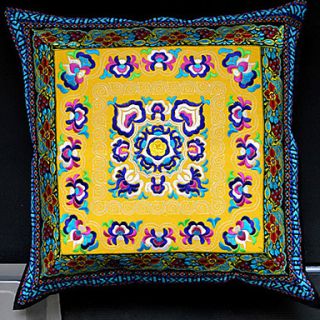 Graceful Ethnic Flower Pattern Decorative Pillow With Insert 4 Color Available