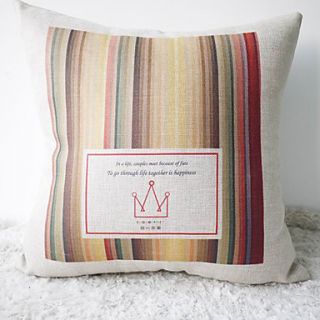 Classic Wooden Color Stripes with Crown Decorative Pillow Cover
