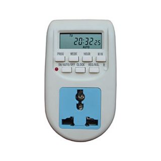 1.5 LCD Electronic Timer Socket   White Blue (AC 220~240V / EU Plug)