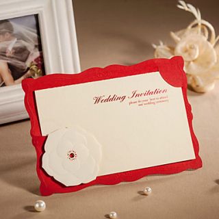 Charming Embossed Red Wedding Invitation   Set of 50