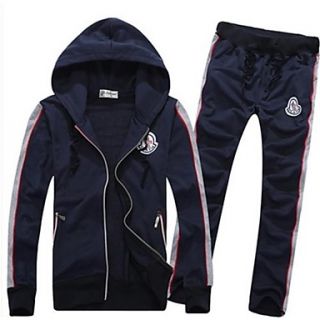 Mens Zip Pocket With Embroidered Patch Casual Hoodie Suit