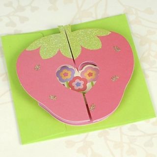 Strawberry Design Double Gate Fold Greeting Card for Birthday