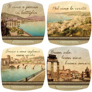 Set of 4 Italian Inspiration Winers Appetizer Plates