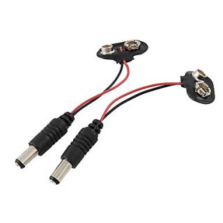 2 Pcs 2.1 x 5.5mm Male DC Power Plug to 9V Battery Clip Adapter Cable
