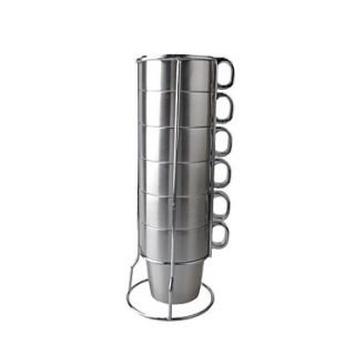 7 in 1 Stainless Steel Against Hot Coffee / Milk / Beer / Water Cup Set   Silver (300mL)