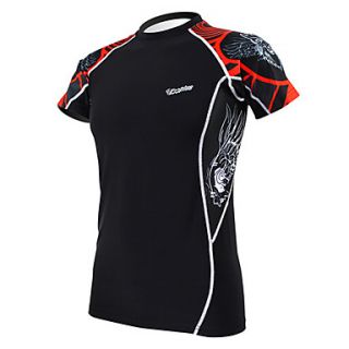 KOOPLUS Red Wolf Mens Black Fitness Elastic Skinny Quick dry Short Sleeve Cycling T shirt